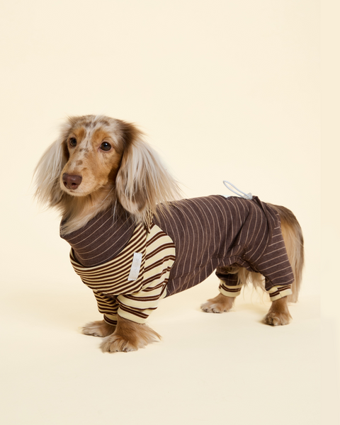 Canelé Striped Dog Onesie