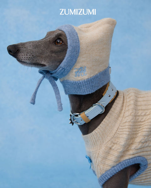Pet Balaclava - Oat/Light Blue