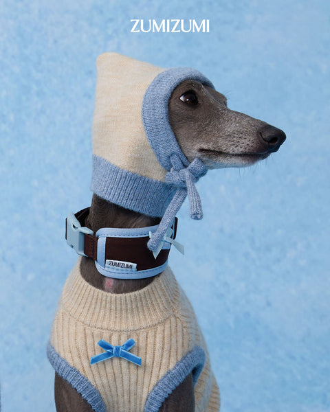 Pet Balaclava - Oat/Light Blue