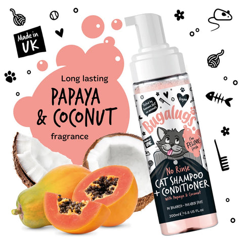 Bugalugs 2in1 Papaya&Coconut Cat NoRinse Shampoo