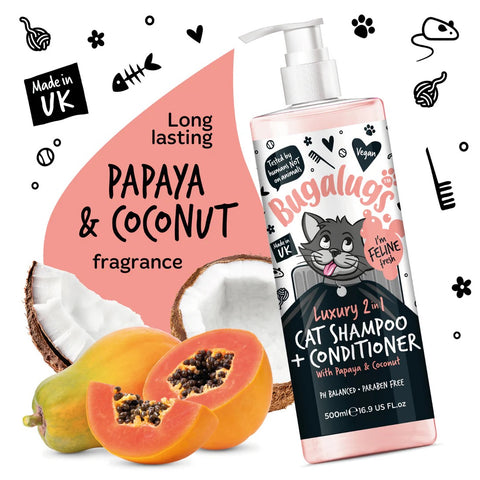 Bugalugs 2 in 1 Papaya & Coconut Cat Shampoo