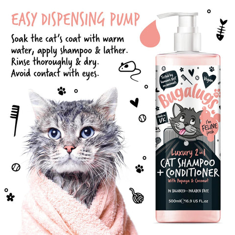 Bugalugs 2 in 1 Papaya & Coconut Cat Shampoo