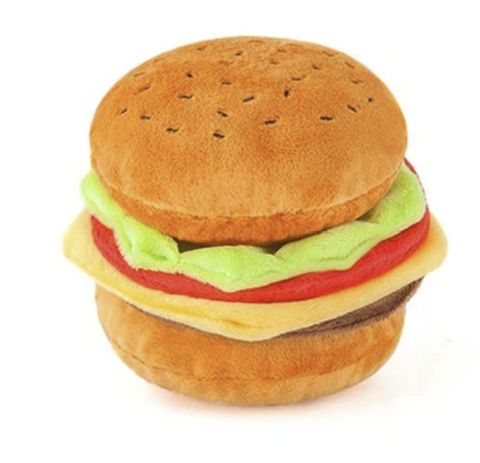 Burger Plush Dog Toy