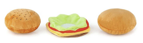 Burger Plush Dog Toy